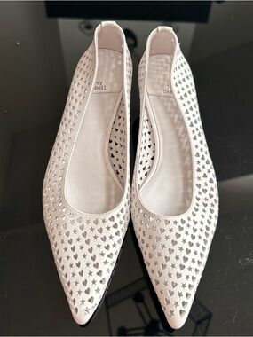 Jeffrey Campbell White Pointed Ballet Flats with Star & Heart Cutouts